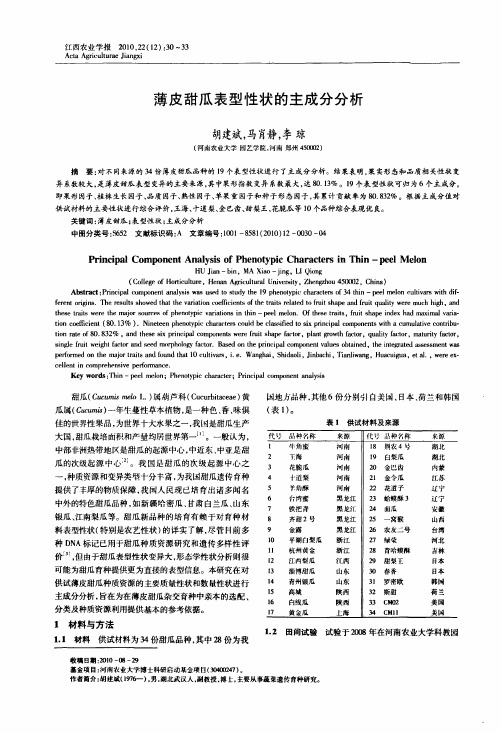 薄皮甜瓜表型性状的主成分分析