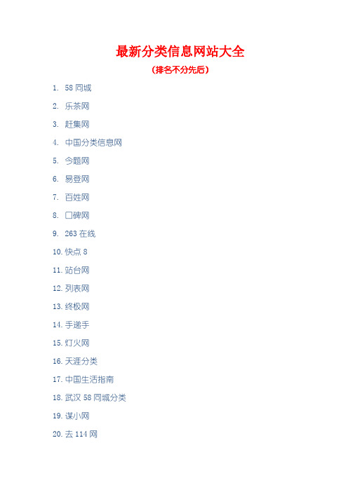 最新分类信息网址网站大全