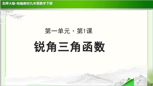 《锐角三角函数》公开课教学PPT课件【北师大版九年级数学下册】