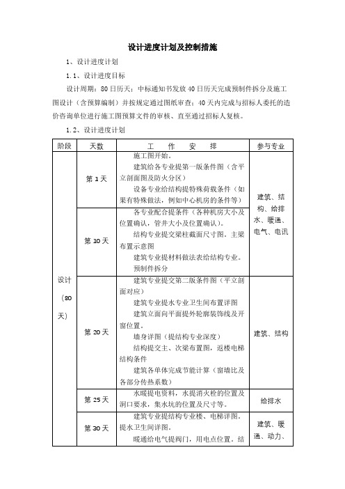 设计进度计划及控制措施