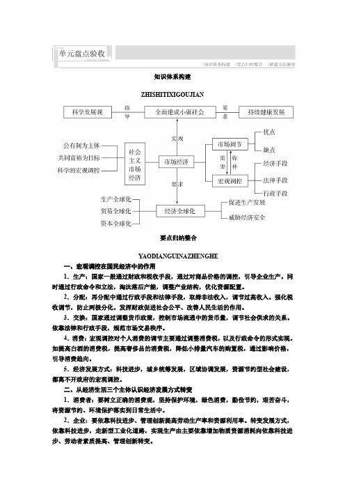 2017届高考政治一轮复习教案：必修1第四单元盘点验收 含答案