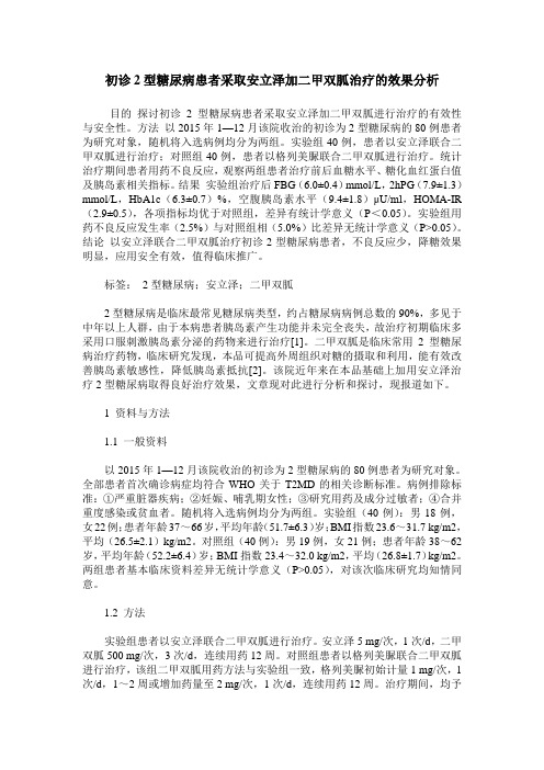 初诊2型糖尿病患者采取安立泽加二甲双胍治疗的效果分析