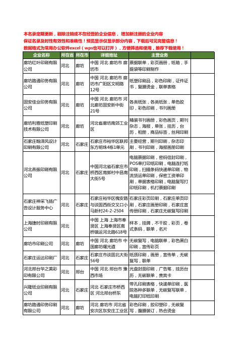 新版河北省联单印刷工商企业公司商家名录名单联系方式大全19家