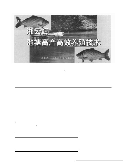 鲫鱼养殖技术之五湘云鲫池塘高产高效养殖技术