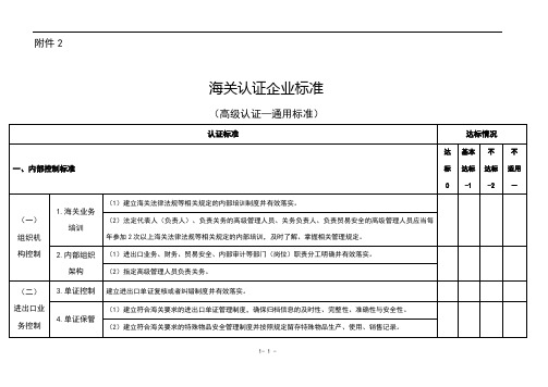 海关认证企业标准《高级认证—通用标准》