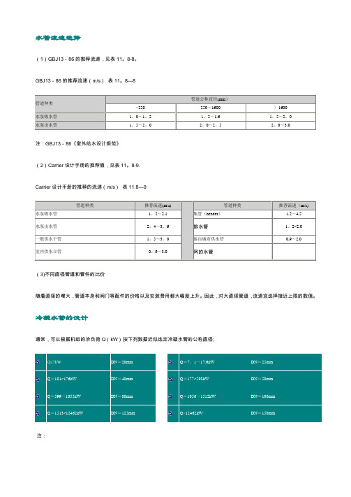 水管流速选择