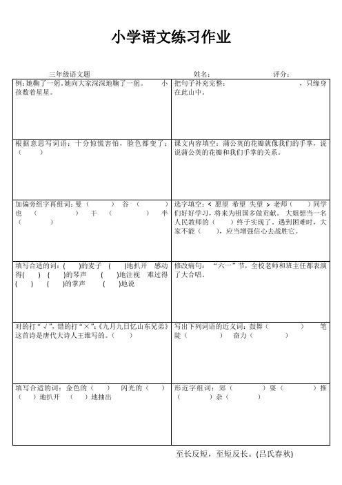 三年级小学语文练习作业 (31)