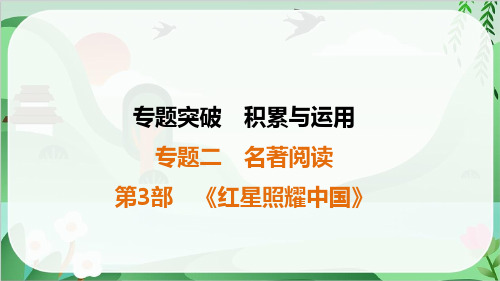 2025年中考语文总复习积累与运用专题2名著阅读第3部《红星照耀中国》