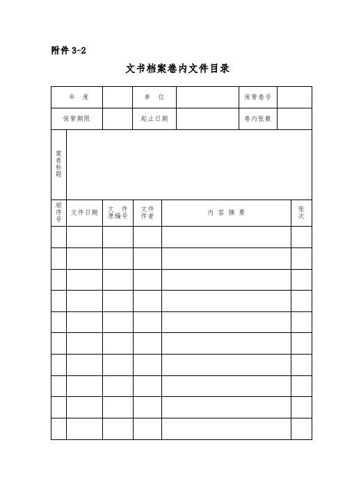 档案目录(卷内文件目录)格式表样