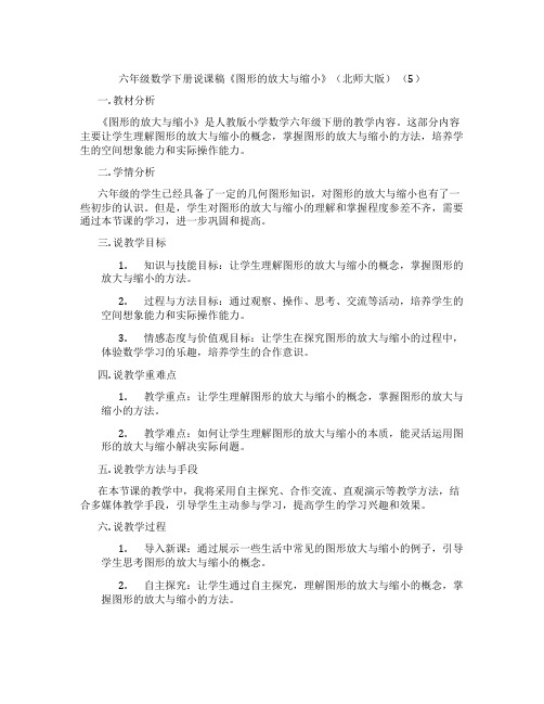 六年级数学下册说课稿《图形的放大与缩小》(北师大版)(5)