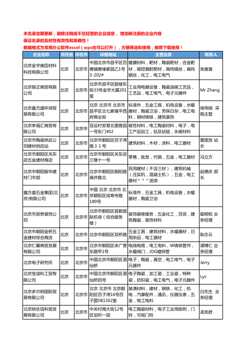 2020新版北京市电工陶瓷工商企业公司名录名单黄页大全67家