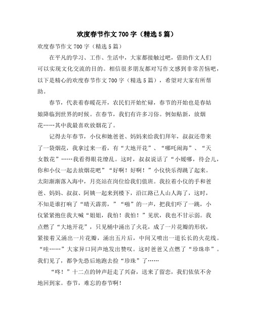欢度春节作文700字(精选5篇)