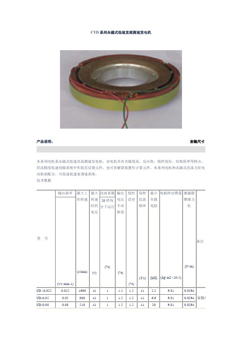 CYD系列永磁式低速直流测速发电机