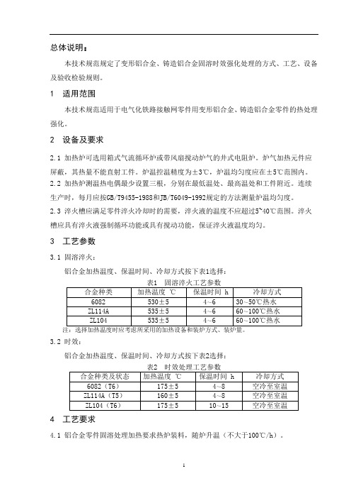 铝合金固熔时效处理工艺规程