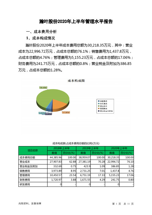 瀚叶股份2020年上半年管理水平报告