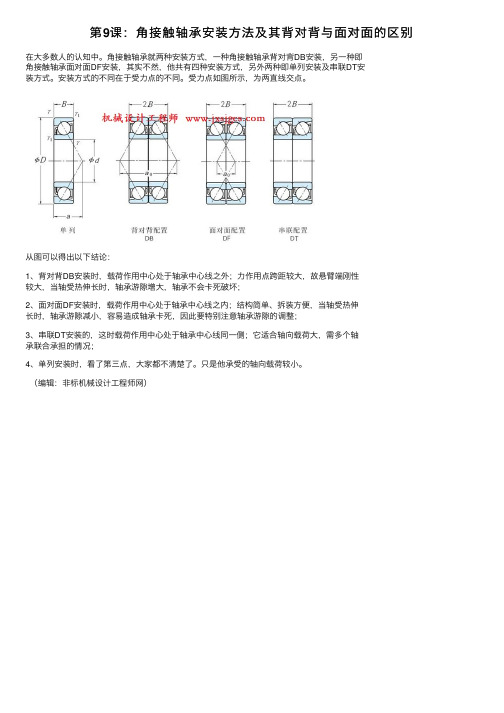 第9课：角接触轴承安装方法及其背对背与面对面的区别