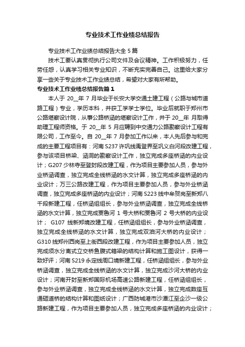 专业技术工作业绩总结报告