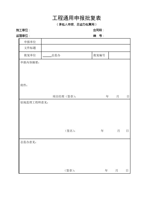 批复表