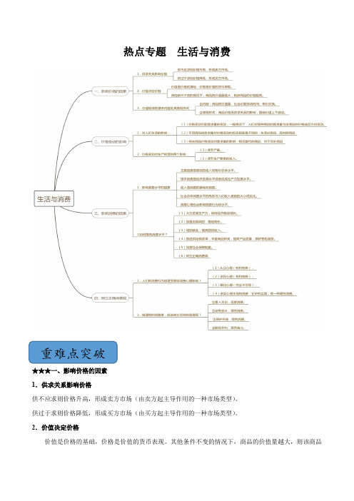 最新高三政治二轮专题复习附解答： 生活与消费