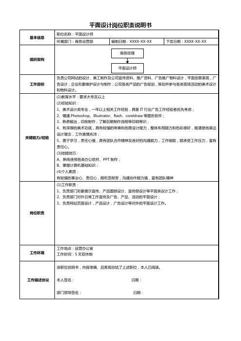 平面设计岗位职责说明书