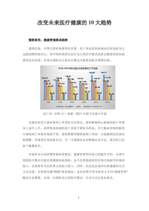 改变未来医疗健康的10大趋势