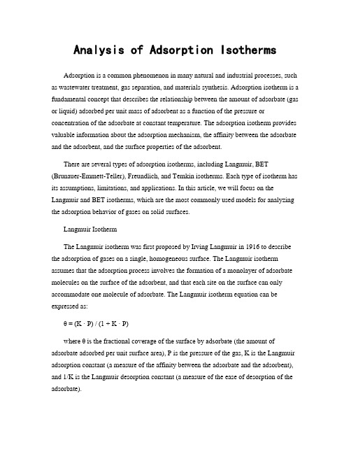 Analysis of Adsorption Isotherms