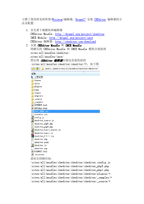 Drupal7 安装 CKEditor 和 IMCE 模块 及配置方法