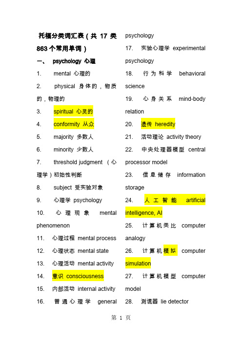 托福分类词汇表精品文档25页