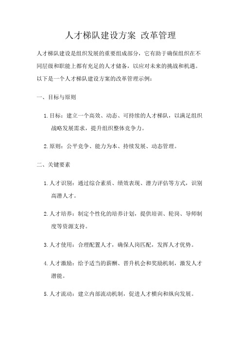 人才梯队建设方案 改革管理