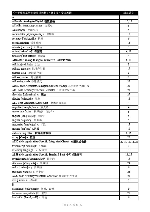 电子信息工程专业英语专业术语速查表5.0