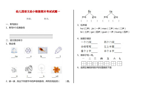 幼儿园语文幼小衔接期末考试试题一