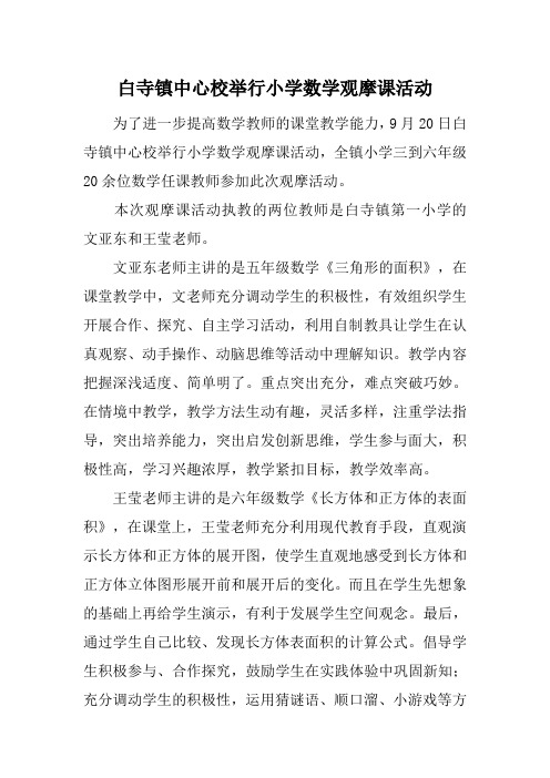 白寺镇中心校举行小学数学观摩课活动