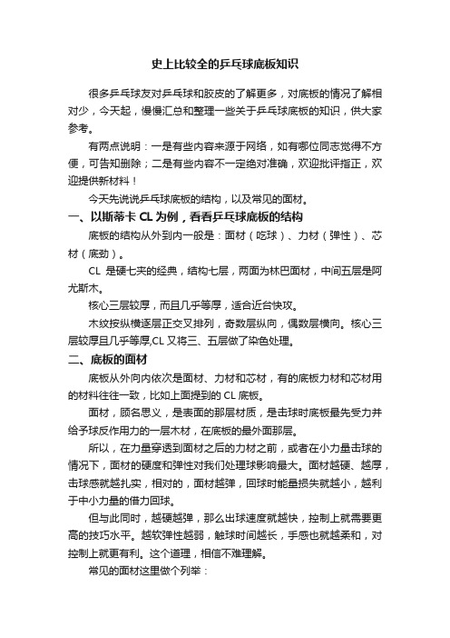 史上比较全的乒乓球底板知识