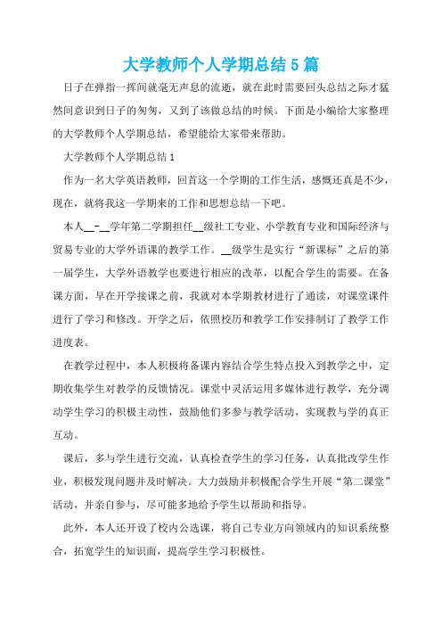 大学教师个人学期总结5篇