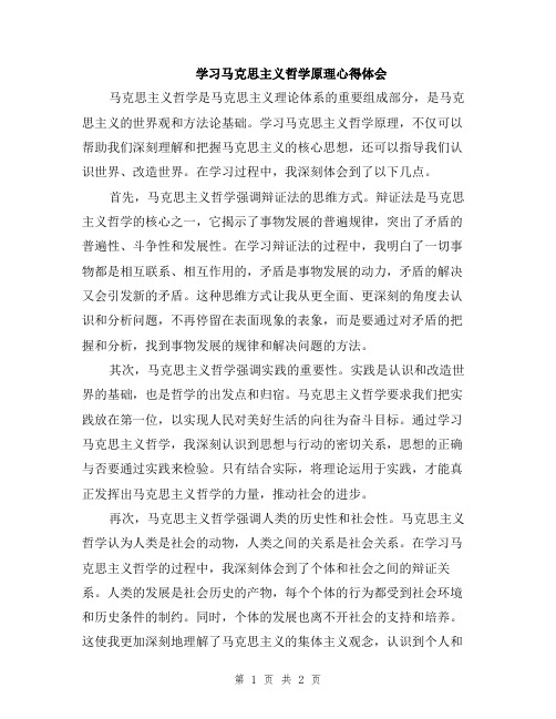 学习马克思主义哲学原理心得体会