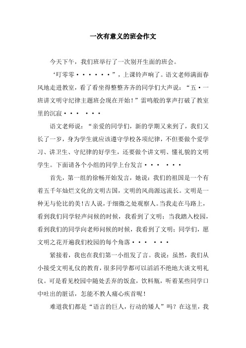 一次有意义的班会作文