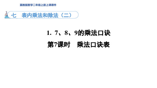 7.1. 7  乘法口诀表(课件)冀教版数学二年级上册