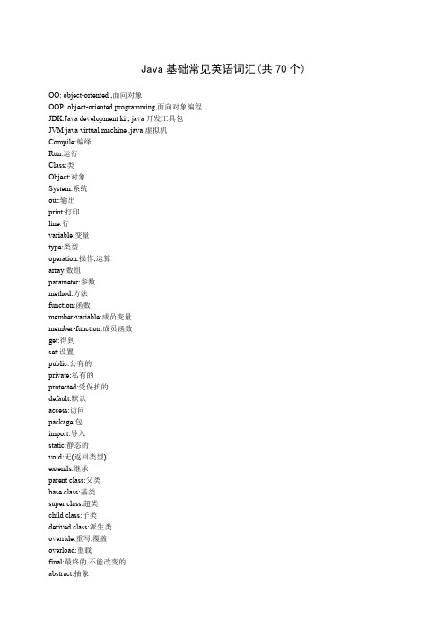 JAVA编程常用英文单词汇总