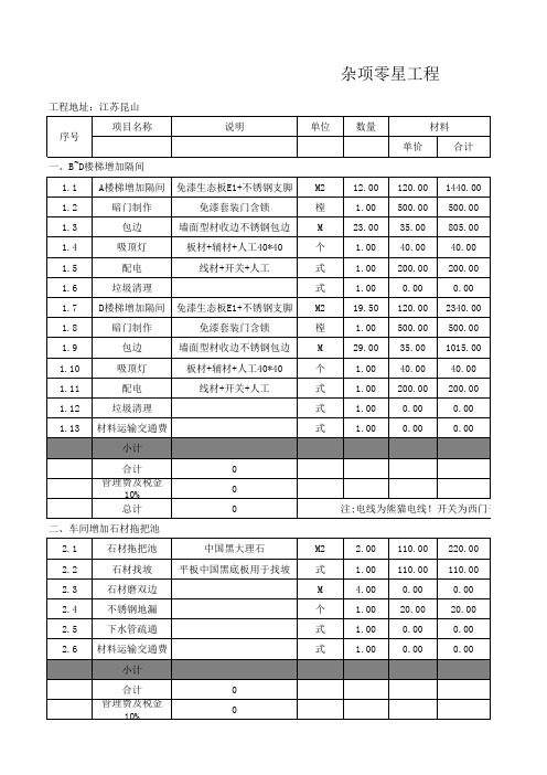 杂项零星工程(沪昆装饰报价)