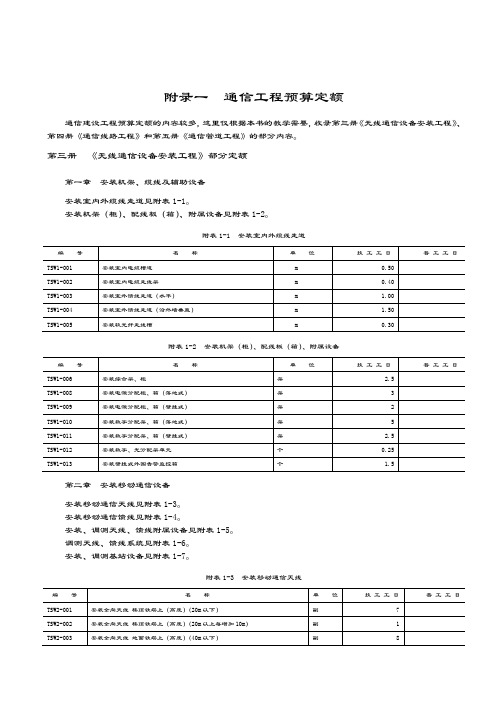 通信工程预算定额