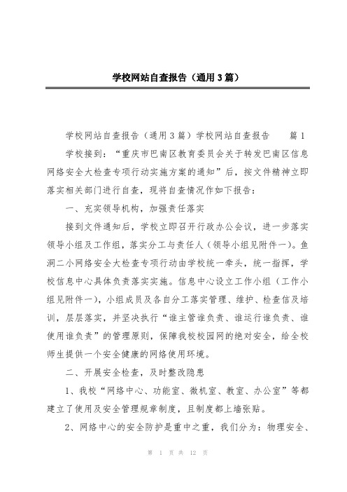 学校网站自查报告(通用3篇)