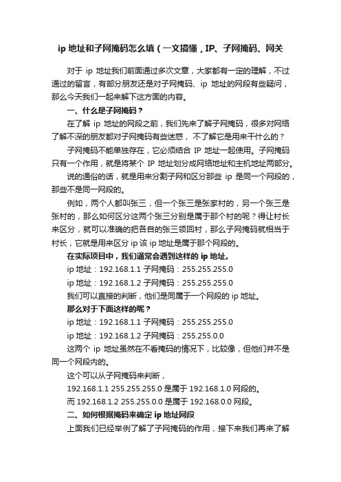 ip地址和子网掩码怎么填（一文搞懂，IP、子网掩码、网关