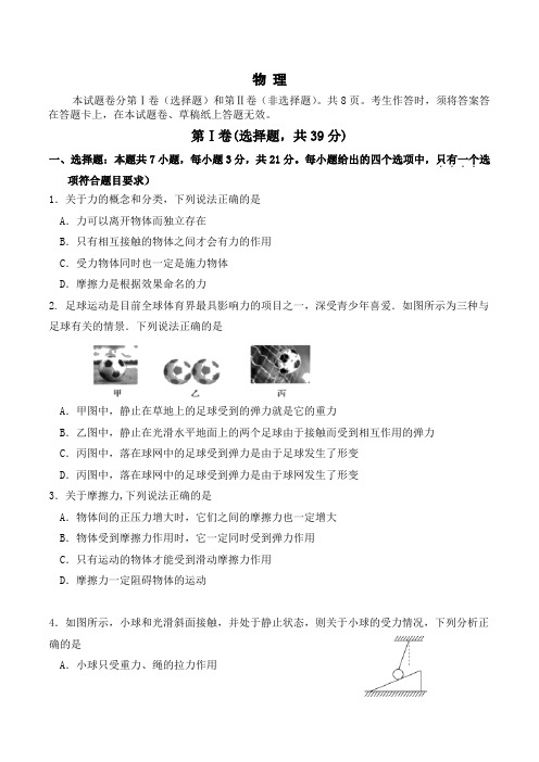 四川省攀枝花市第十五中学2019-2020学年高一上学期期中考试物理试卷