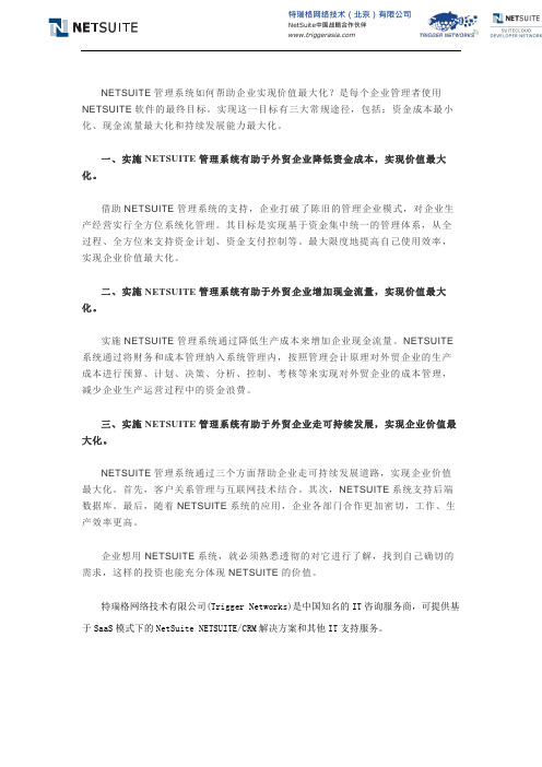 NetSuite如何帮助企业价值最大化