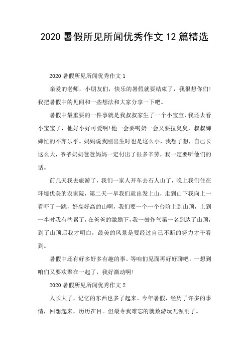 2020暑假所见所闻优秀作文12篇精选