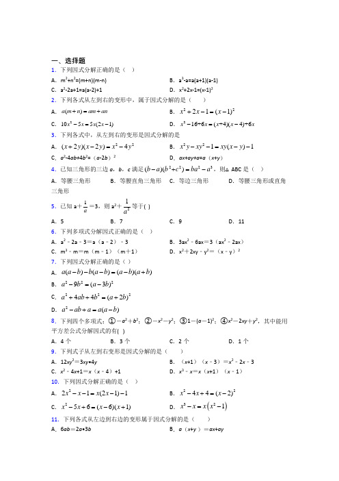 (常考题)北师大版初中数学八年级数学下册第四单元《因式分解》测试题(包含答案解析)(2)