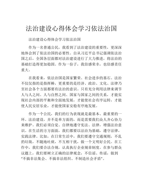 法治建设心得体会学习依法治国