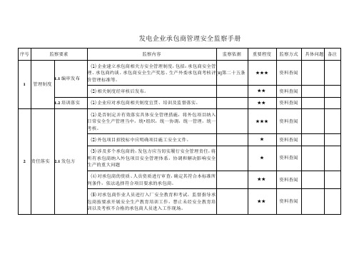 发电企业承包商管理安全监察手册