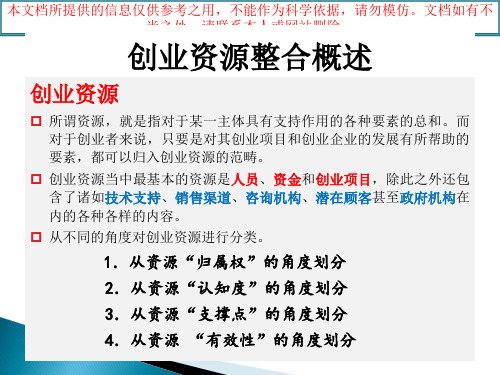 创业资源整合优质课件专业知识讲座