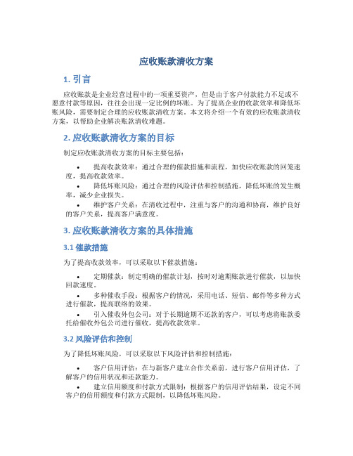 应收账款清收方案